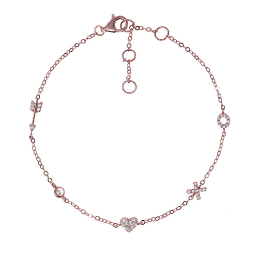 Radiant Rose Gold-Plated Charm Bracelet