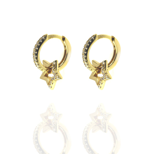 Mini Star Gold Huggie Hoop Earring with Cubic Zirconia