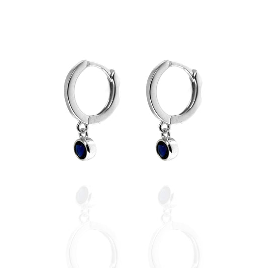 Silver Single Stone Earring Charm with Blue Cubic Zirconia