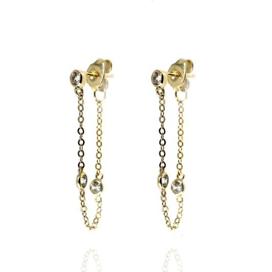 Chain Stud Earrings with Cubic Zirconia