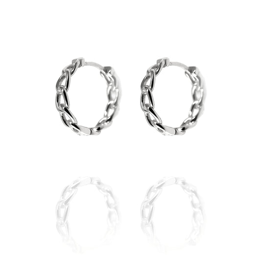 Silver Chain Hoop Earrings