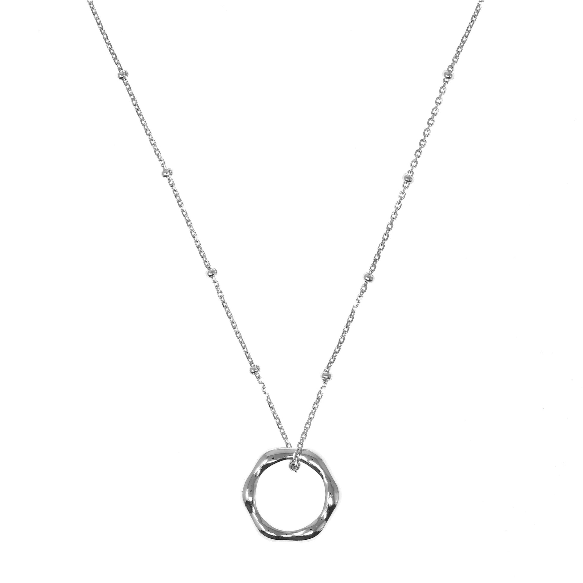 Circle Pendant Silver Necklace