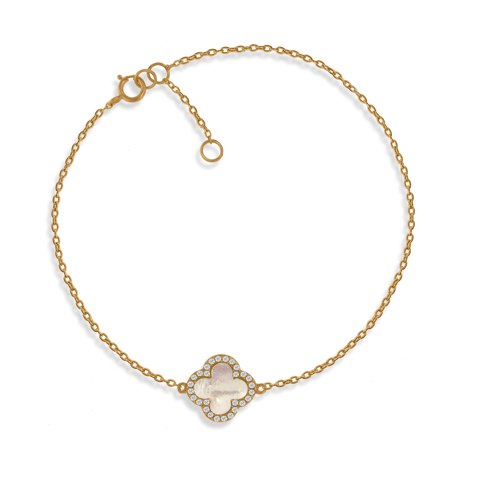 Gold Plated Silver Chain Bracelet with Mother of Pearl – Penny Levi London