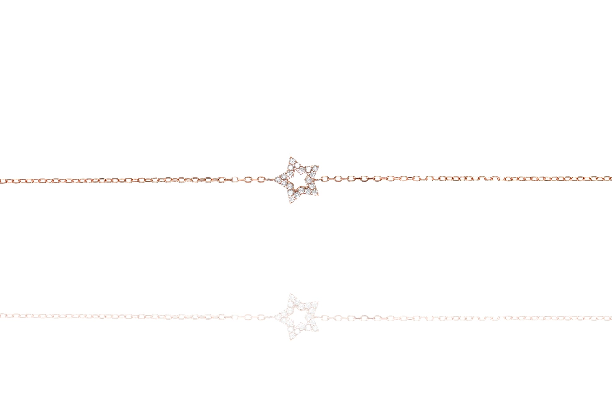 
Gold plated silver chain bracelet with cubic zirconia set star

