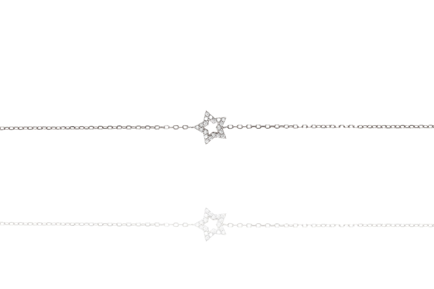 
Gold plated silver chain bracelet with cubic zirconia set star

