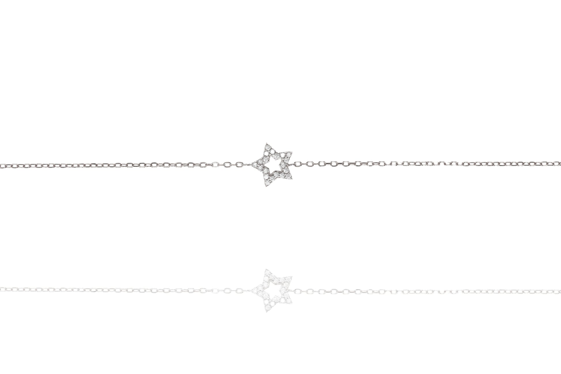 
Gold plated silver chain bracelet with cubic zirconia set star

