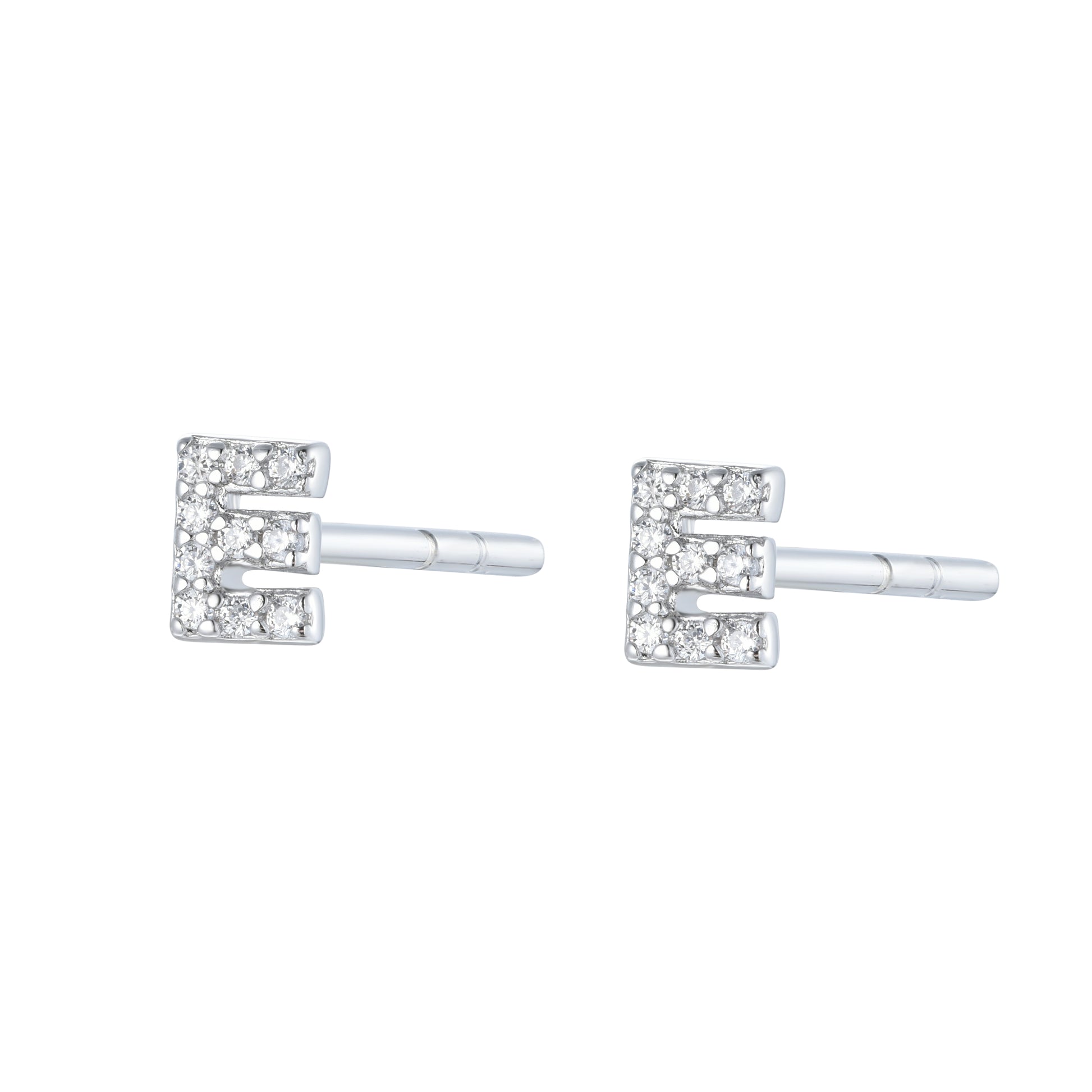 

Pair of Silver Initial 'H' Stud Earrings Encrusted with Cubic Zirconia

