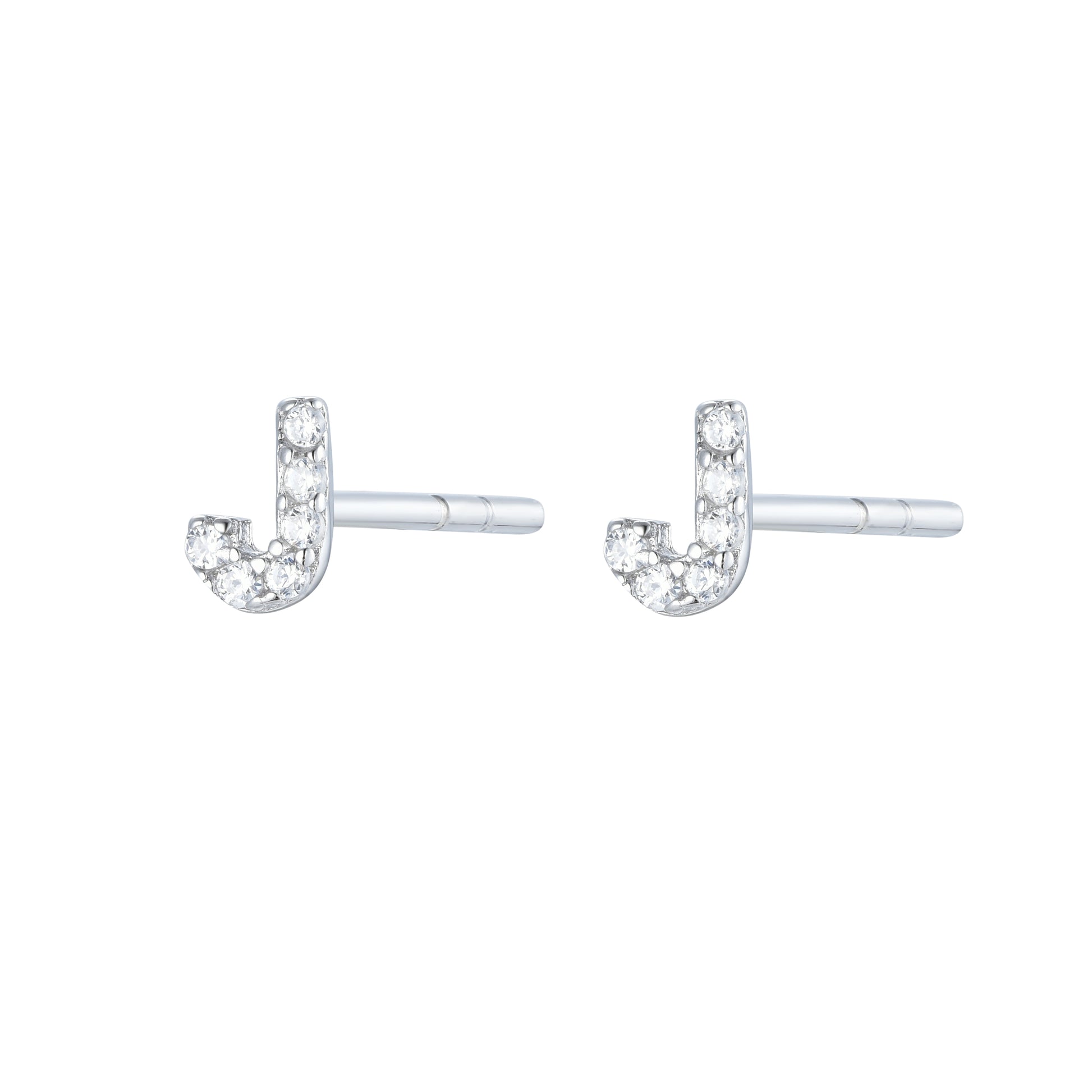 

Pair of Silver Initial 'H' Stud Earrings Encrusted with Cubic Zirconia

