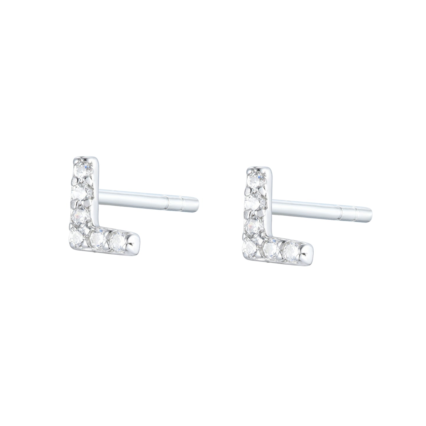 

Pair of Silver Initial 'H' Stud Earrings Encrusted with Cubic Zirconia

