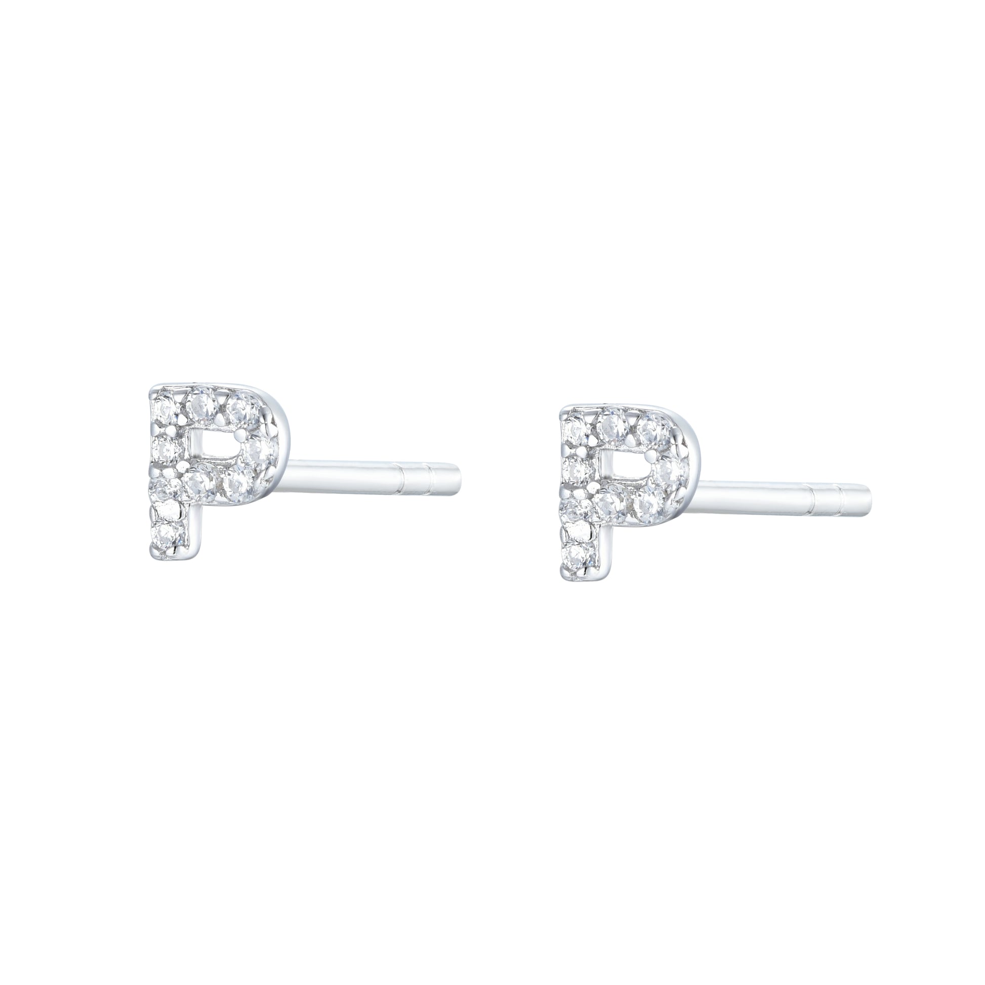 

Pair of Silver Initial 'H' Stud Earrings Encrusted with Cubic Zirconia

