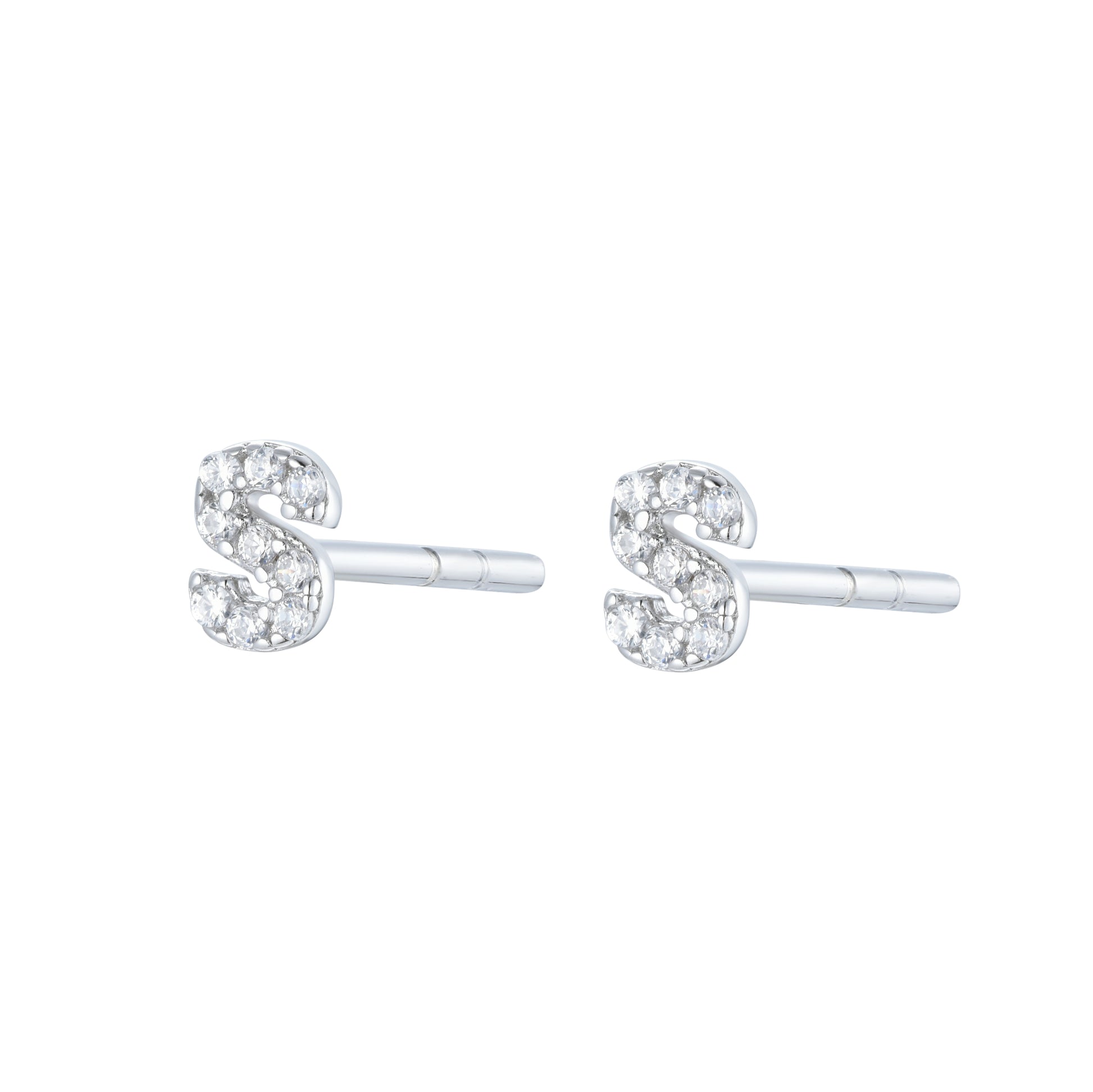 

Pair of Silver Initial 'H' Stud Earrings Encrusted with Cubic Zirconia

