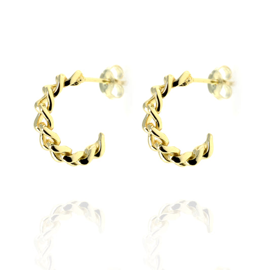 
Sterling Silver Twisted Half Hoop Earrings with Single Cubic Zirconia

