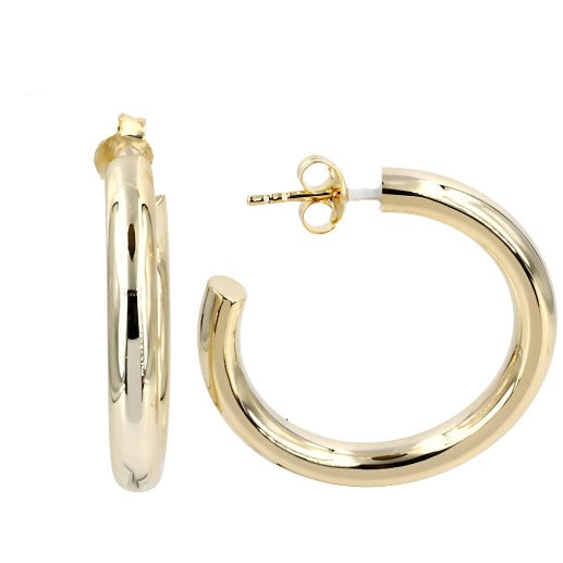 
Gold-plated sterling silver hoop earrings with a polished finish.

