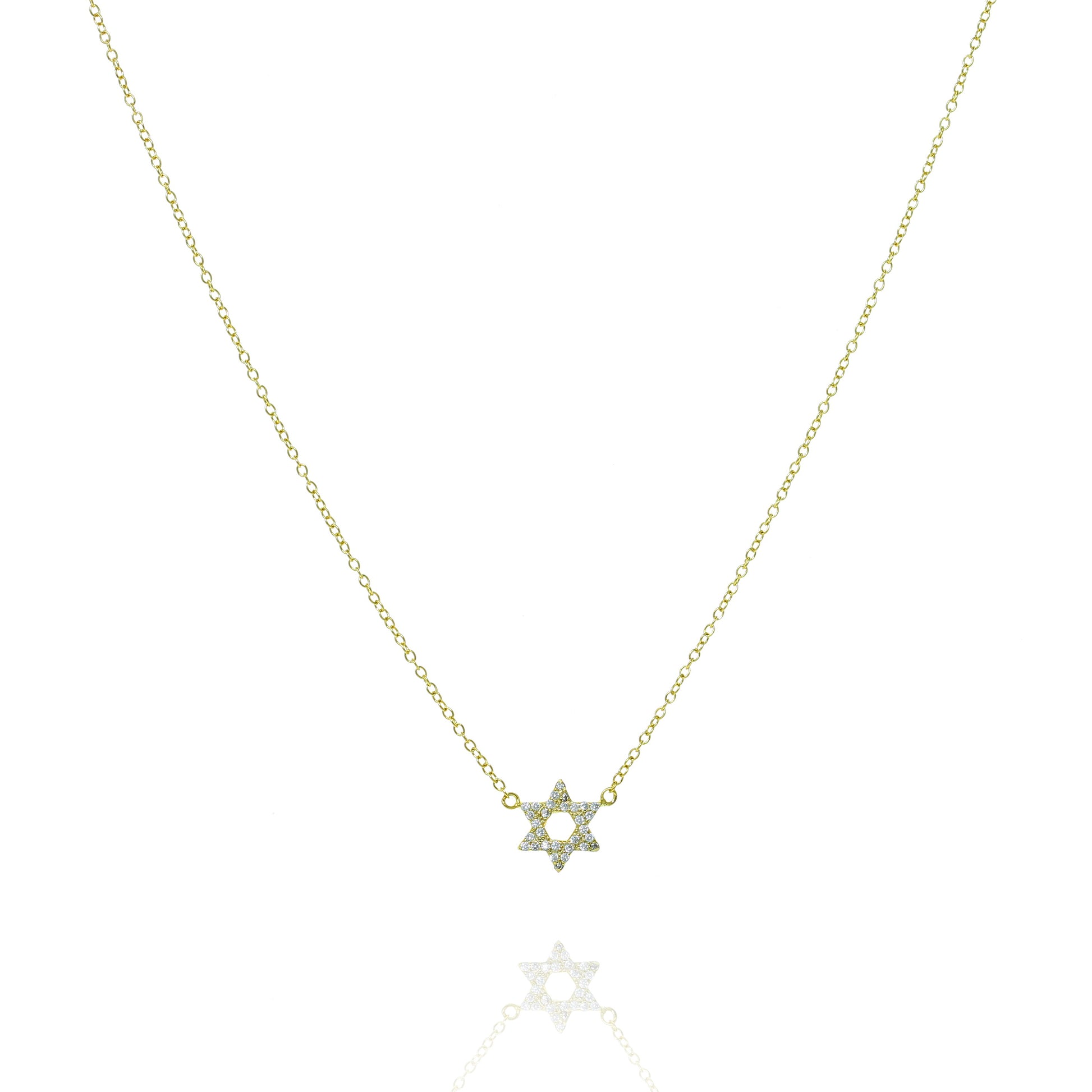 
Gold-plated silver necklace with pavé Star of David pendant on delicate chain

