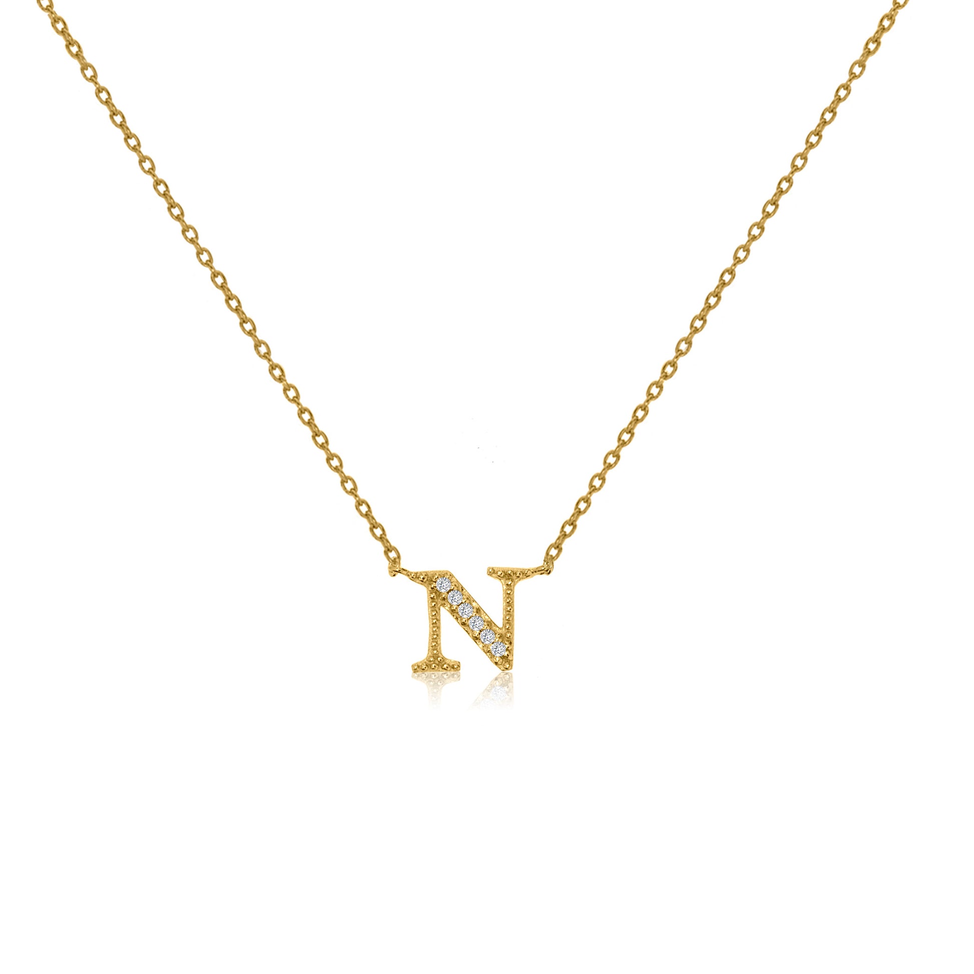 
Gold plated on silver 'N' initial necklace with cubic zirconia decoration and sliding length adjuster

