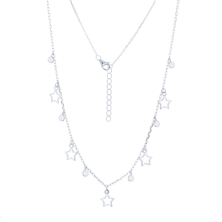 
Sterling Silver Star Charm Necklace with Adjustable Chain


